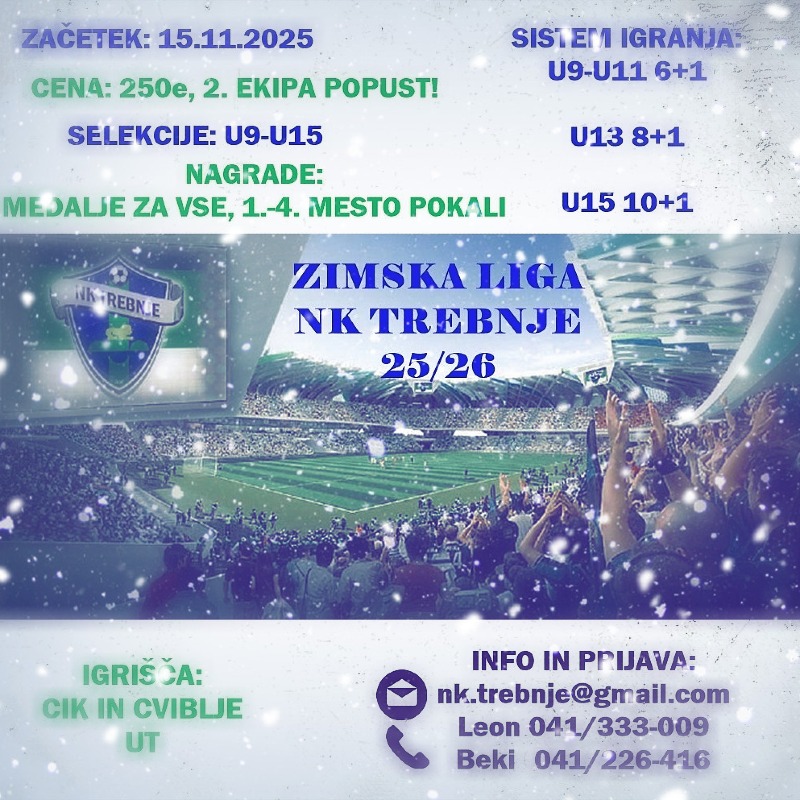 ZIMSKA LIGA V TREBNJEM! PRIJAVE ODPRTE. DOBRODOŠLI!